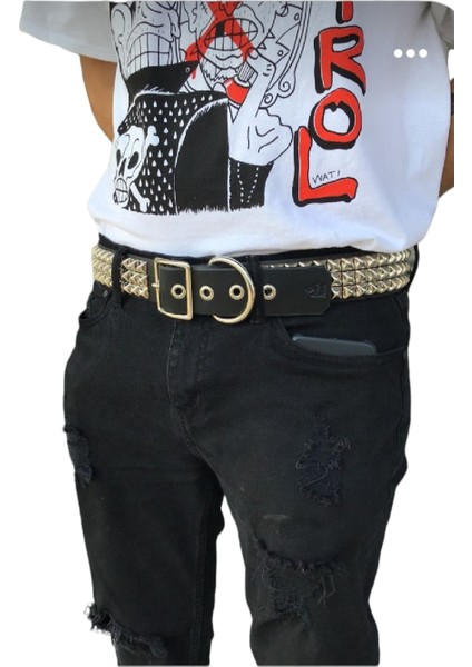 Kovboy Tokalı Gothic Punk Metallica Tarzı Piramit Zımbalı Kemer