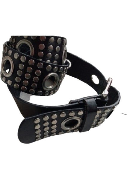 Gothic Punk Metallica Tarzı Zımbalı Kemer