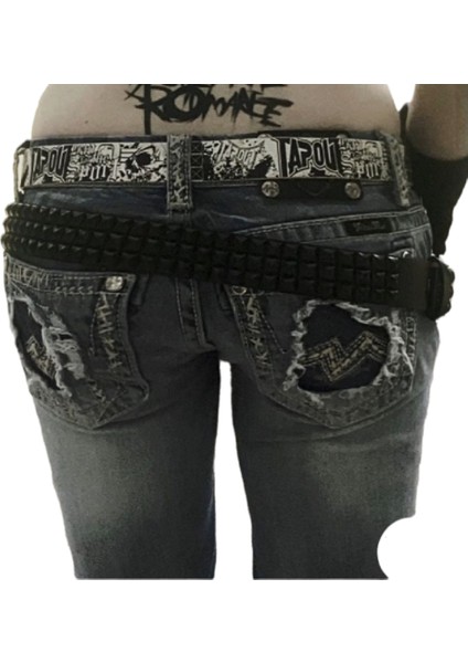 Kovboy Tokalı Gothic Punk Metallica Piramit Zımbalı Kemer