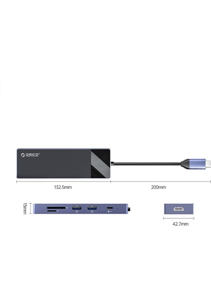 Orıco Type-C PD100W 4K 30Hz HDMI Sd Tf 5gbps Type-C 4 Usb-A Portlu Hub Çoklayıcı