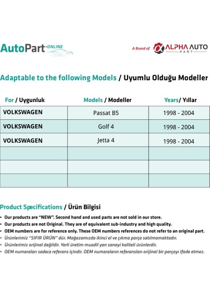 Vw Passat B5,golf 4,jetta Için Kapı Kolu Çerçeve Tutamak Seti
