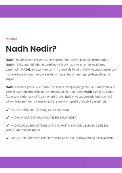 2'Li Nadh Içeren Dilaltı Tablet Takviye Edici Gıda 30 Dilaltı Tablet 3g (2 Kutu)