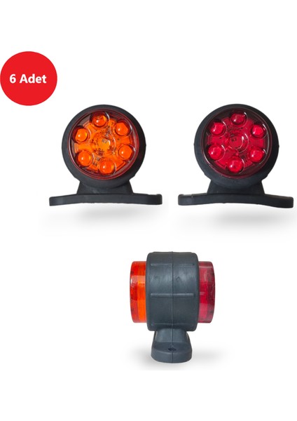 12 Ledli Mercekli Takoz (Kırmızı-Turuncu) 4 Adet 12/24V