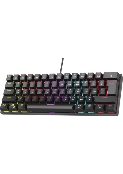 PLOWER K60 Siyah Ingilizce Q Klavye English Gaming Oyuncu Klavye Bilek Destekli Blue Switch