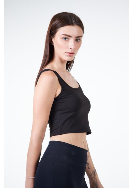 Siyah Kadın Askılı Crop Atlet Tshirt- Feeled fiyatları