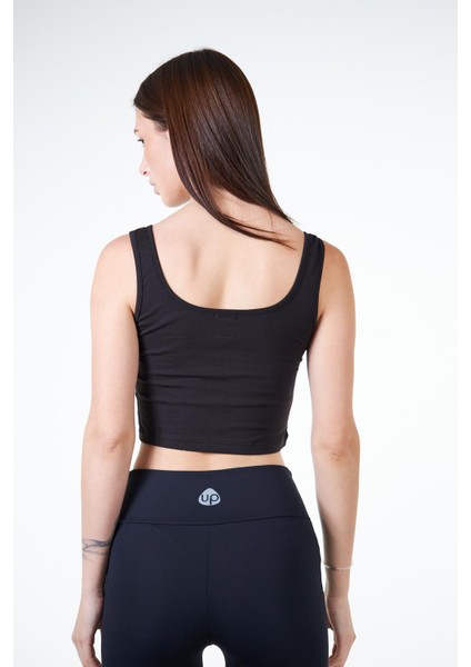 Siyah Kadın Askılı Crop Atlet Tshirt- Feeled modelleri