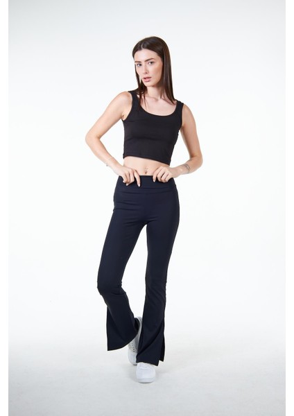 Siyah Kadın Askılı Crop Atlet Tshirt- Feeled fırsatları