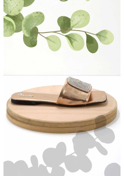Metalik Bronz Kadın Terlik K04192163209
