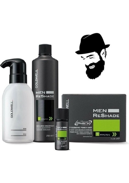 4ca Men Reshade Saç ve Sakal Boyası 4 x 20 ml + Oksidan Losyon Siyah 250 ml