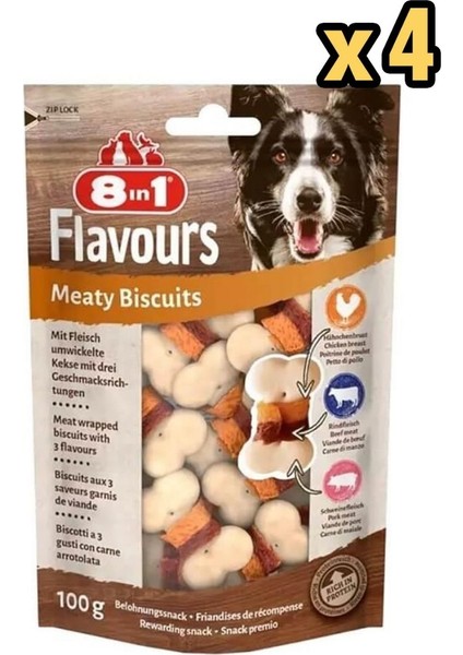 Flavours Meaty Biscuits Köpek Ödülü 85 gr x 4 Adet