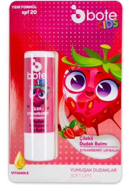 Çilek Dudak Koruyucu Lip Balm Şeffaf Renk 5 gr Vitamin E İçerikli Doğal Görünüm