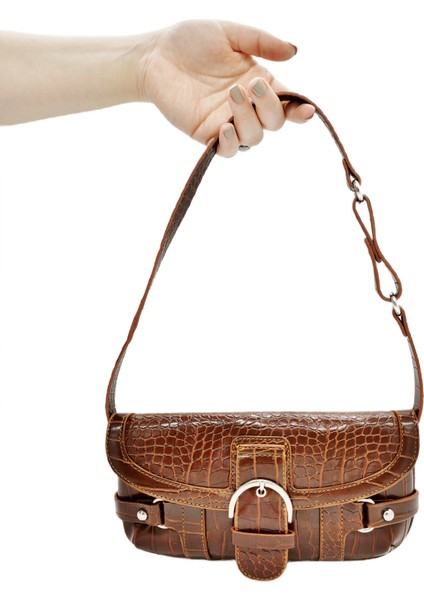 Bags Clyde Kahverengi Kadın Toka Detaylı Kroko Baget Omuz ve El Çantası indirimleri