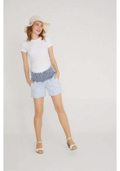 Hamile Şort Organik Denim Açık Mavi 1034