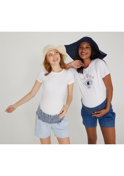 Hamile Şort Organik Denim Açık Mavi 1034 indirimleri