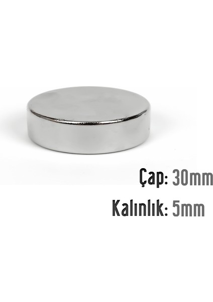 Çok Güçlü Neodyum Mıknatıs Yuvarlak Disk 30X5 mm