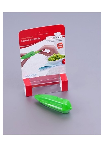 Yeşil Bamya Tasarımlı Plastik Pratik Bamya Soyacağı