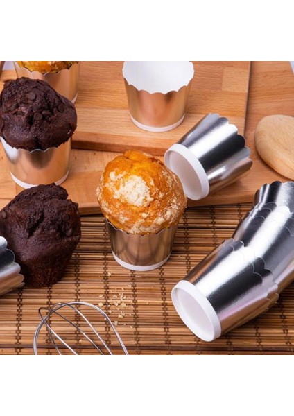 Gümüş (Gri) Renk Cupcake (Muffin) Kabı (12 Adet)