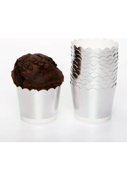 Gümüş (Gri) Renk Cupcake (Muffin) Kabı (12 Adet) modelleri