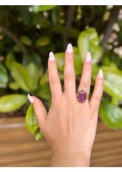 Safir Taşlı Altın Kaplama 925 Ayar Gümüş Yüzük fiyatları