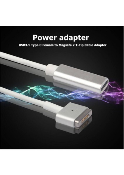 Type C Dişi To Magsafe 2 T Tip 60W Macbook Pro Macbook Air Uyumlu Çevirici Kablo 25CM