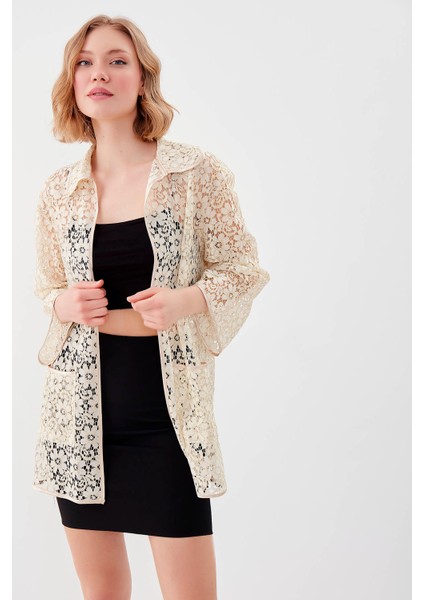 Çiçek Desenli Transparan Hırka indirimleri