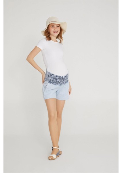 Hamile Şort Organik Denim Açık Mavi 1034