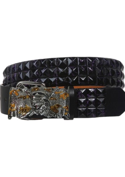 Kovboy Tokalı Spor Kot Kemeri Gothic Punk Metallica Tarzı Zımbalı Kuru Kafa Kemer