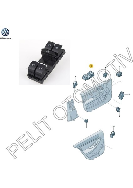 Golf Plus (2009-2014) Sol Dörtlü Cam Açma Düğmesi 5K4959857A fiyatları