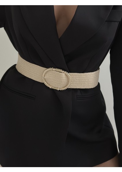 Oval Tokalı Hasır Kemer