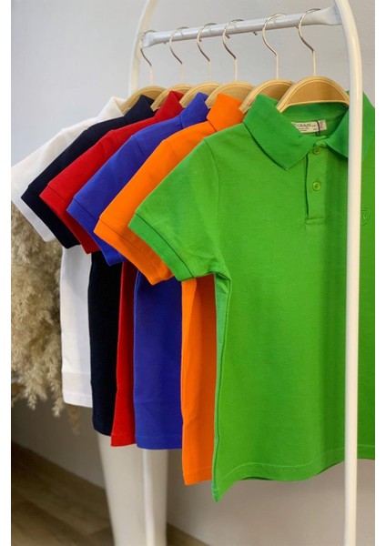 Mojo Unisex Çocuk Düğmeli Kısa Kol Lacoste T-Shirt 5281 Siyah