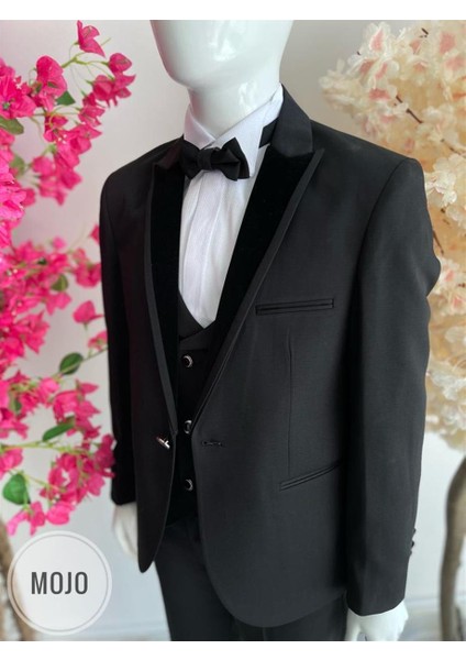 Erkek Çocuk1-14 Yaş Kadife Yaka Damatlık Set 20319 Siyah modelleri