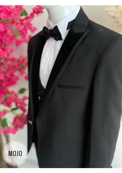 Erkek Çocuk1-14 Yaş Kadife Yaka Damatlık Set 20319 Siyah fırsatları