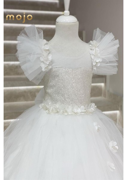 Mojo Kız Çocuk Tarlatanlı Gelinlik 9004 Beyaz fiyatları