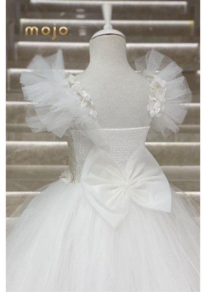Mojo Kız Çocuk Tarlatanlı Gelinlik 9004 Beyaz fırsatları