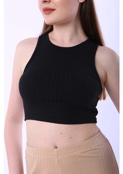 Kadın Crop Siyah Raporlu Kaşkorse fiyatları