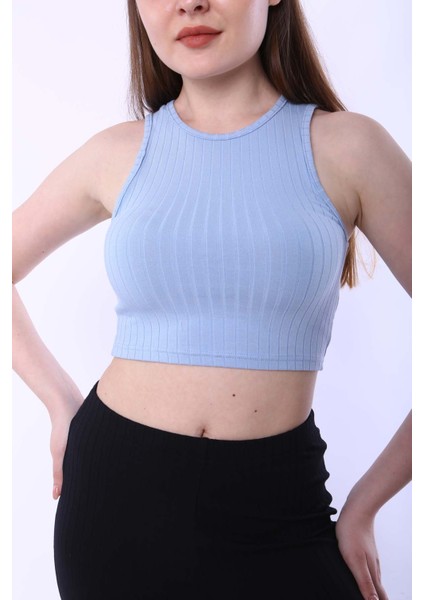 Kadın Crop Bebek Mavisi Raporlu Kaşkorse fiyatları