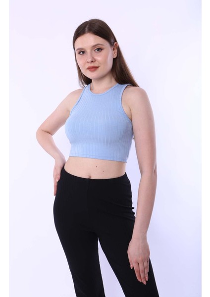 Kadın Crop Bebek Mavisi Raporlu Kaşkorse fırsatları