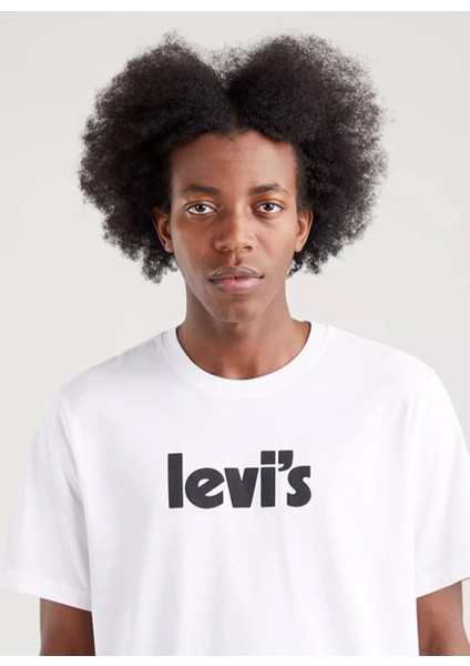 Bisiklet Yaka Relaxed Düz Beyaz Erkek Tshirt