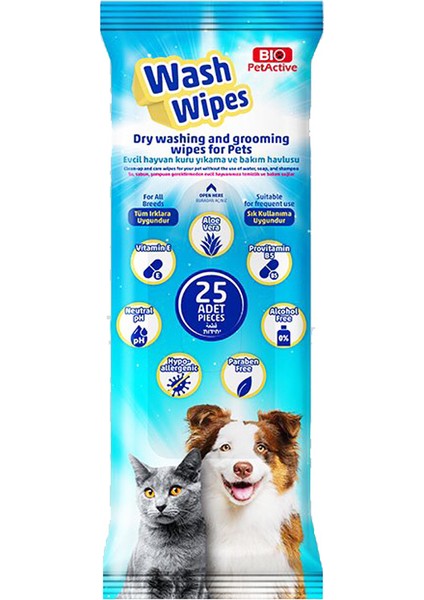 Biopetactive Kedi ve Köpek Için Islak Temizlik Havlusu 25 Adet