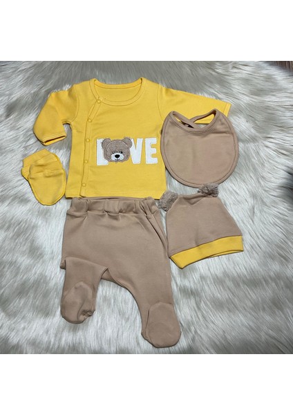 Yeni Sezon 5 Parça Ayıcık Love Suratlı Yeni Doğan Hastane Çıkış Seti