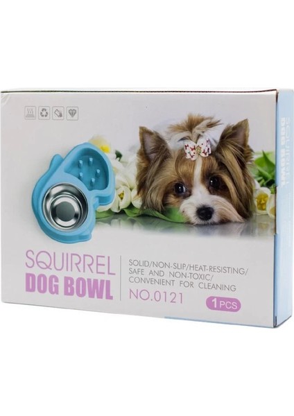 Squırrel Dog Bowl Şekilli Köpek Mama ve Su Kabı -  Mavi