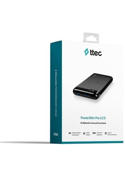 Powerslim LCD 10.000 Mah Pd 20W Taşınabilir Şarj Aleti / Powerbank Usb-C Giriş/çıkış 2BB185S