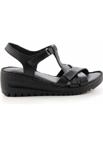 Siyah Leather Kadın Sandalet K05714360003 fiyatları