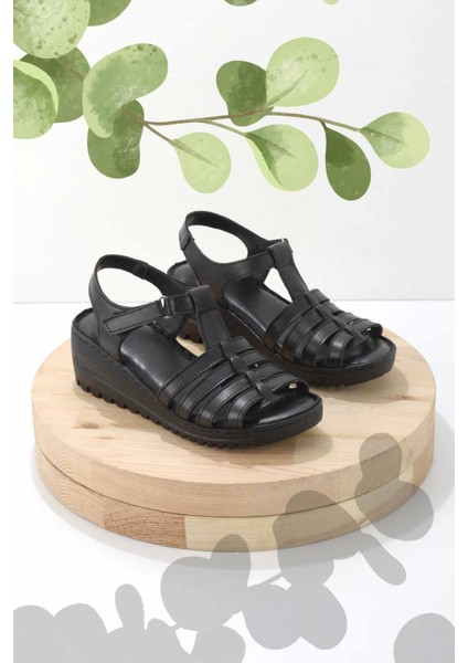 Siyah Leather Kadın Sandalet K05714360103
