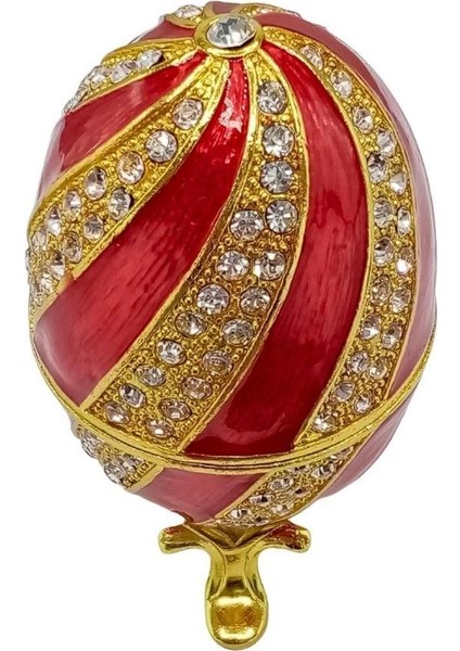 Faberge Yumurta Swarovski Taşlı Lüks Mücevher Kutusu Sarı Kırmızı 10CM Hediyeli indirimleri
