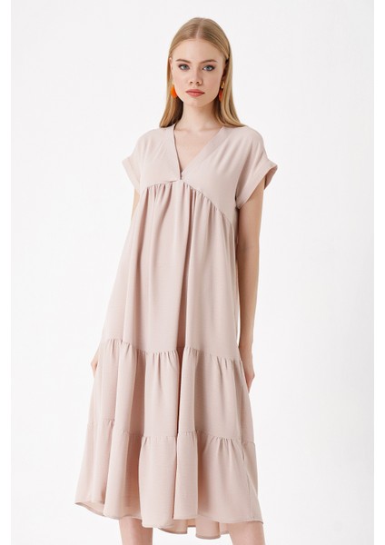 Kadın V Yaka Volanlı Elbise RD23YB112398 fiyatları