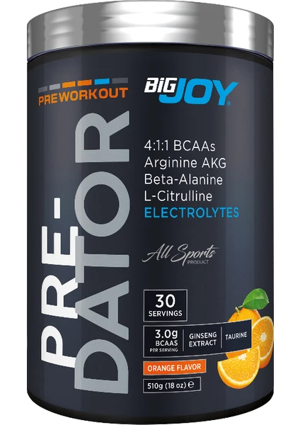 Bigjoy Sports Predator Pre-Workout Portakal Aroma 510 gr Preworkout Güç ve Performans Aminoasit