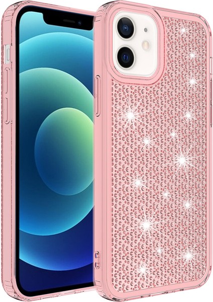 iPhone 11 Için Kılıf Kenarları Airbagli Parlak Işıltılı Tasarım Kristal Şekilli Renkli Silikon