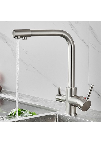 Inox Arıtmalı Mutfak Bataryası 3 Yollu Dual Flow