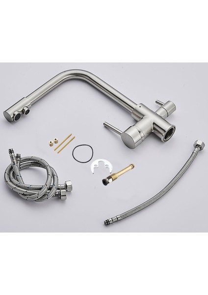 Inox Arıtmalı Mutfak Bataryası 3 Yollu Dual Flow